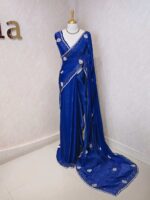 Georgette with stone work motifs and scallop border - Image 22