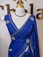 Georgette with stone work motifs and scallop border - Image 20