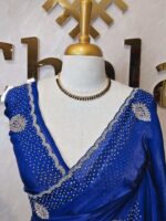 Georgette with stone work motifs and scallop border - Image 21