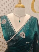 Georgette with stone work motifs and scallop border - Image 15