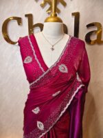 Georgette with stone work motifs and scallop border - Image 26