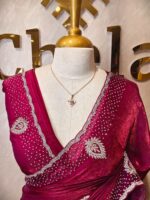 Georgette with stone work motifs and scallop border - Image 27