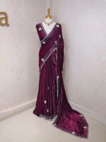 Georgette with stone work motifs and scallop border - Image 25