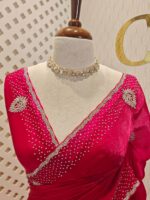 Georgette with stone work motifs and scallop border - Image 12