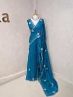 Georgette with stone work motifs and scallop border - Image 31