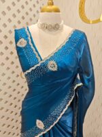 Georgette with stone work motifs and scallop border