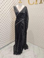 Georgette with bindi like design and scallop border - Image 7