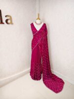 Georgette with bindi like design and scallop border - Image 28