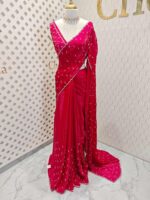 Georgette with bindi like design and scallop border - Image 13