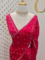 Georgette with bindi like design and scallop border - Image 11