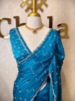 Georgette with bindi like design and scallop border - Image 29