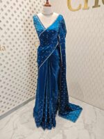Georgette with bindi like design and scallop border - Image 19