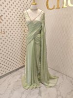 Georgette with bindi like design and scallop border - Image 22
