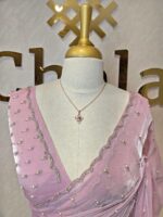 Georgette with bindi like design and scallop border - Image 33