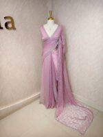 Georgette with bindi like design and scallop border - Image 34