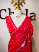 Georgette with bindi like design and scallop border - Image 35