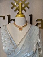 Georgette with bindi like design and scallop border - Image 39