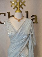 Georgette with bindi like design and scallop border - Image 38