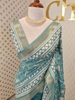 Jute silk with flower and leaf kantha stitch - Image 11