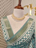 Jute silk with flower and leaf kantha stitch - Image 12