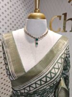 Jute silk with flower and leaf kantha stitch - Image 15