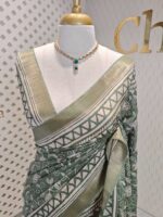 Jute silk with flower and leaf kantha stitch - Image 14