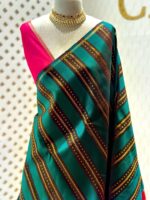 Kanjeevaram with vertical stripes with golden detail and contrast pallu - Image 2