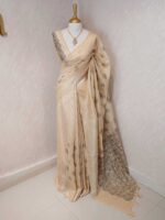 Linen with rose flower like thread work and wide border - Image 10