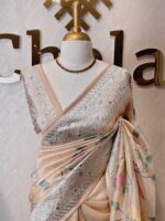 Organsa with floral jaal design and banarasi like border - Image 8