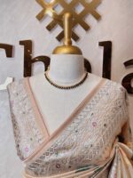 Organsa with floral jaal design and banarasi like border - Image 9