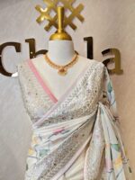 Organsa with floral jaal design and banarasi like border - Image 11