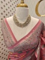 Organsa with floral jaal design and banarasi like border - Image 3