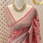 Organsa with floral jaal design and banarasi like border