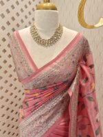 Organsa with floral jaal design and banarasi like border