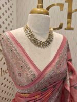 Organsa with floral jaal design and banarasi like border - Image 2