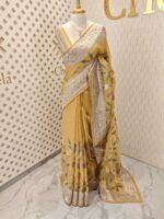 Organsa with floral jaal design and banarasi like border - Image 7