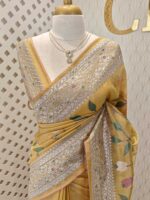 Organsa with floral jaal design and banarasi like border - Image 5