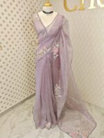 Organza with satin thread work and mirror, beads work - Image 7