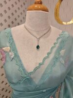 Organza with satin thread work and mirror, beads work - Image 9