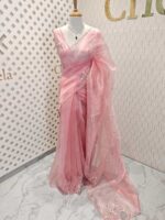 Organza with satin thread work and mirror, beads work - Image 13