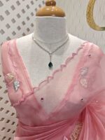 Organza with satin thread work and mirror, beads work - Image 12