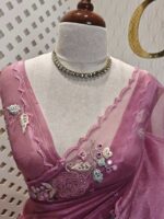 Organza with satin thread work and mirror, beads work - Image 15