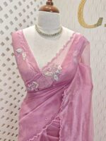 Organza with satin thread work and mirror, beads work - Image 14