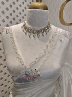 Organza with satin thread work and mirror, beads work - Image 18