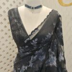 Organza with turkish rose flower plant like jaal design