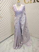 Organza with turkish floral work and contrast border - Image 6