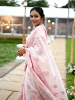 Organza with turkish floral work and contrast border - Image 2
