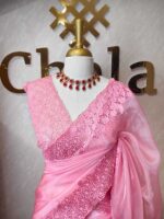 Organsa with floral cutwork on boarder