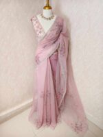 Organza with floral beaded digital print and beaded scallop border - Image 12