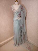Organza with floral beaded digital print and beaded scallop border - Image 15